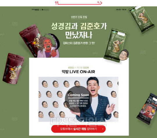 11번가가 성경식품, 김준호와 '김준호랑이김'을 론칭한다.  <11번가 제공>